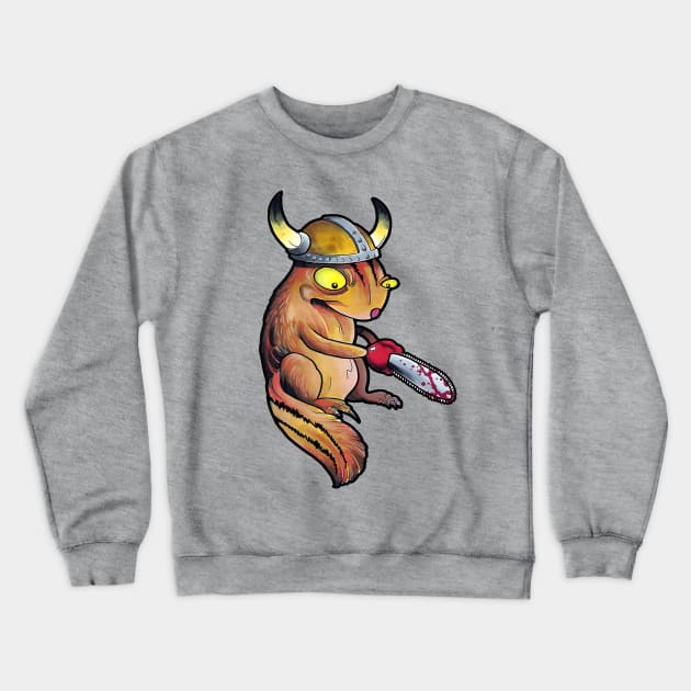 Chainsaw Chipmunk Crewneck Sweatshirt by TimPangburn